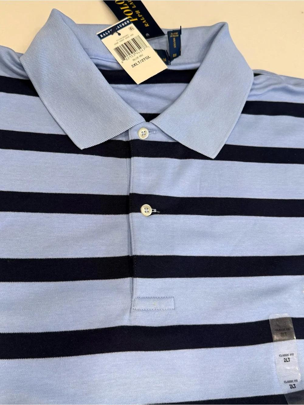 Polo Ralph Lauren Men’s Big & Tall Blue Striped Polo Shirt S/S Sz 2XLT NWT